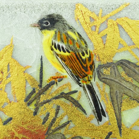 鈴木爽司　色絵金銀彩草花二蒿雀図香爐