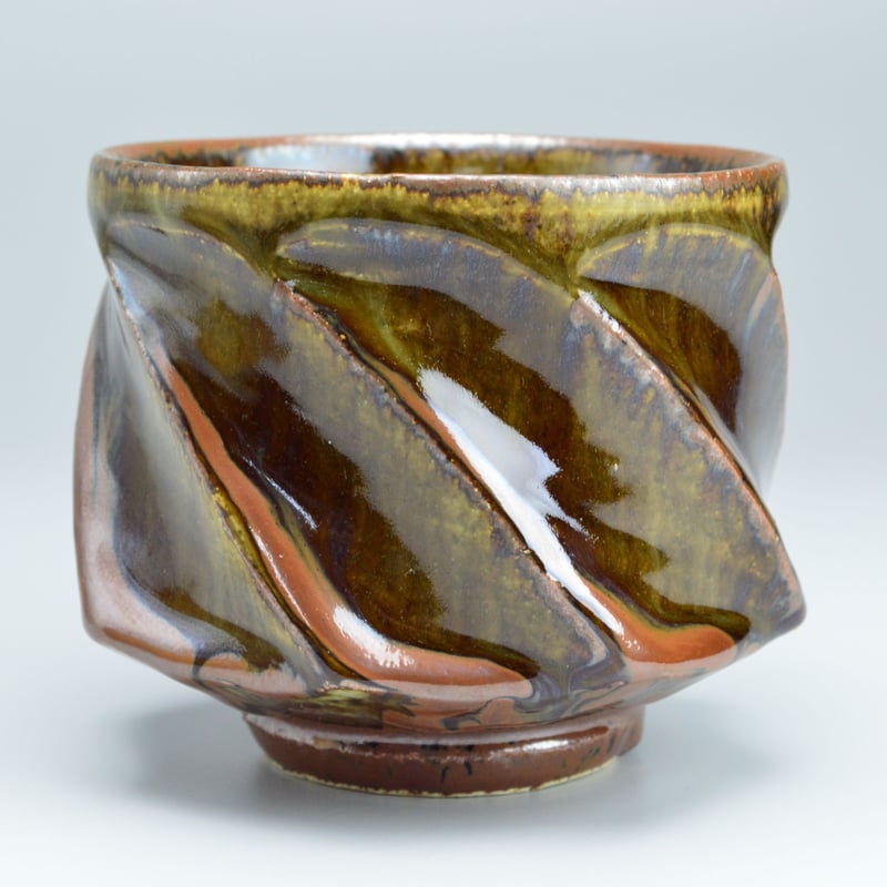 茶碗 呉須筒梅文 河井敏孝 河井寛次郎 呉須辰砂文碗 河井敏孝箱 KAWAI