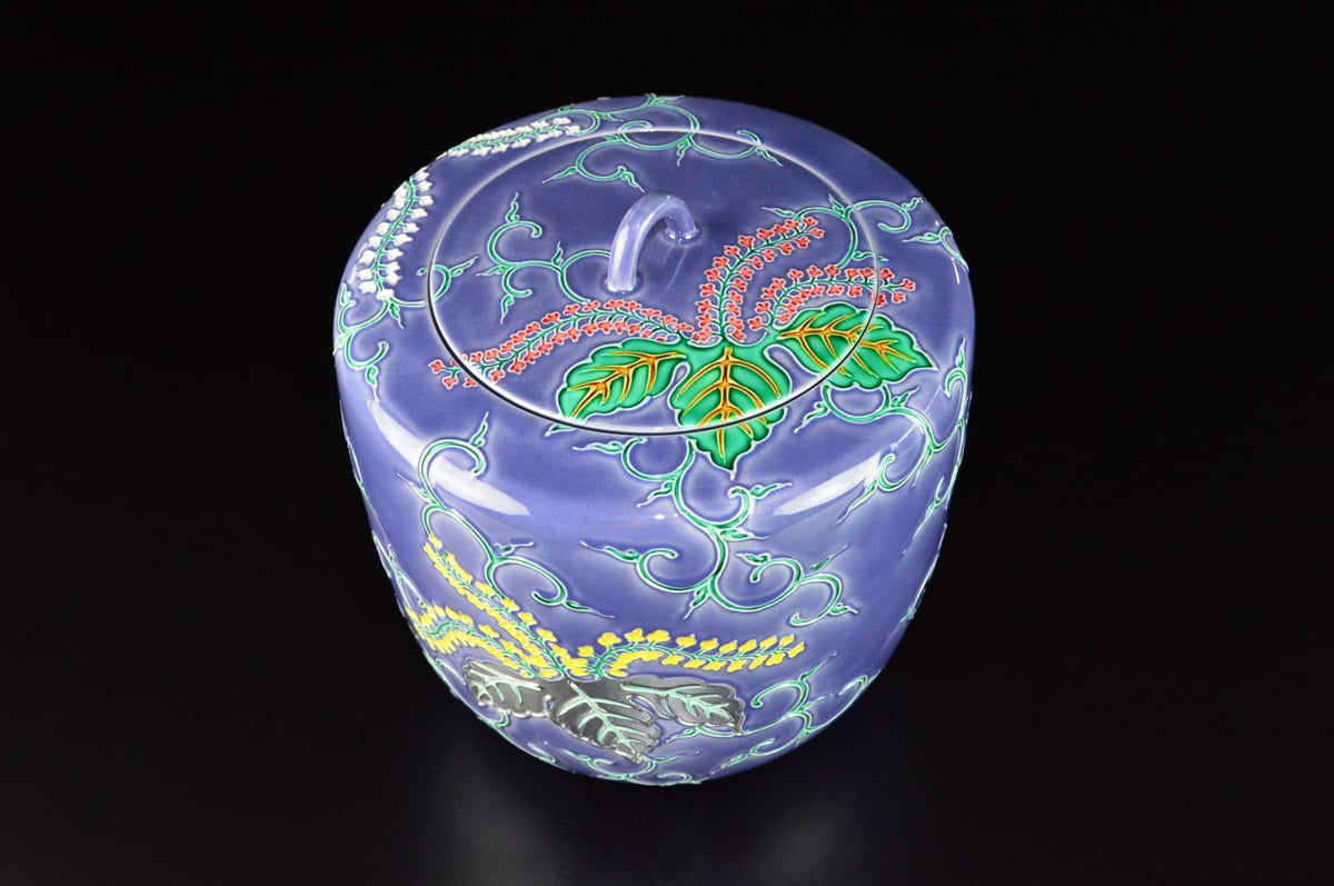 蓋置 『中村翠嵐造』『紫交趾』『六瓢透し』 共箱 茶道具 【公式通販】