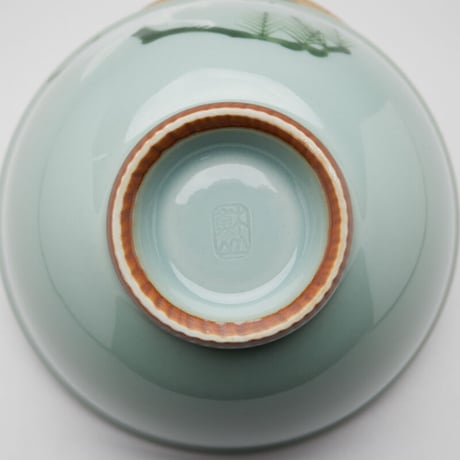 三代 諏訪蘇山　青瓷鷹茶碗