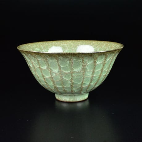 峯岸勢晃　翠青瓷鎬茶碗