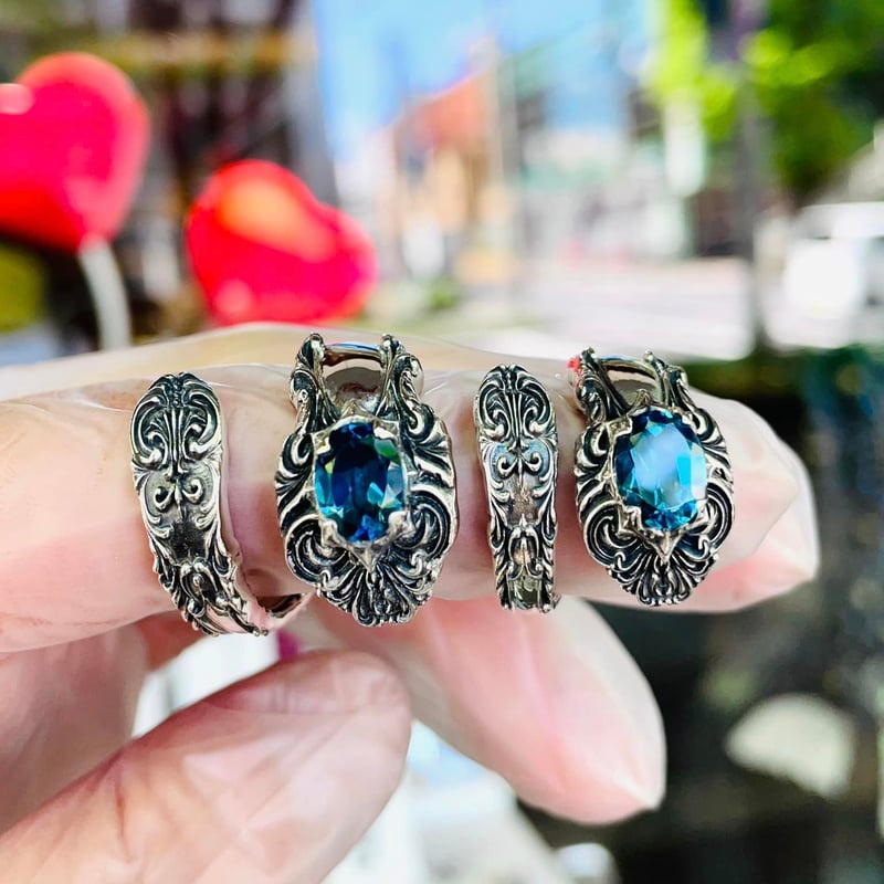 即納可能！サイズ14号～23号】ロンドンブルートパーズスプーンリング