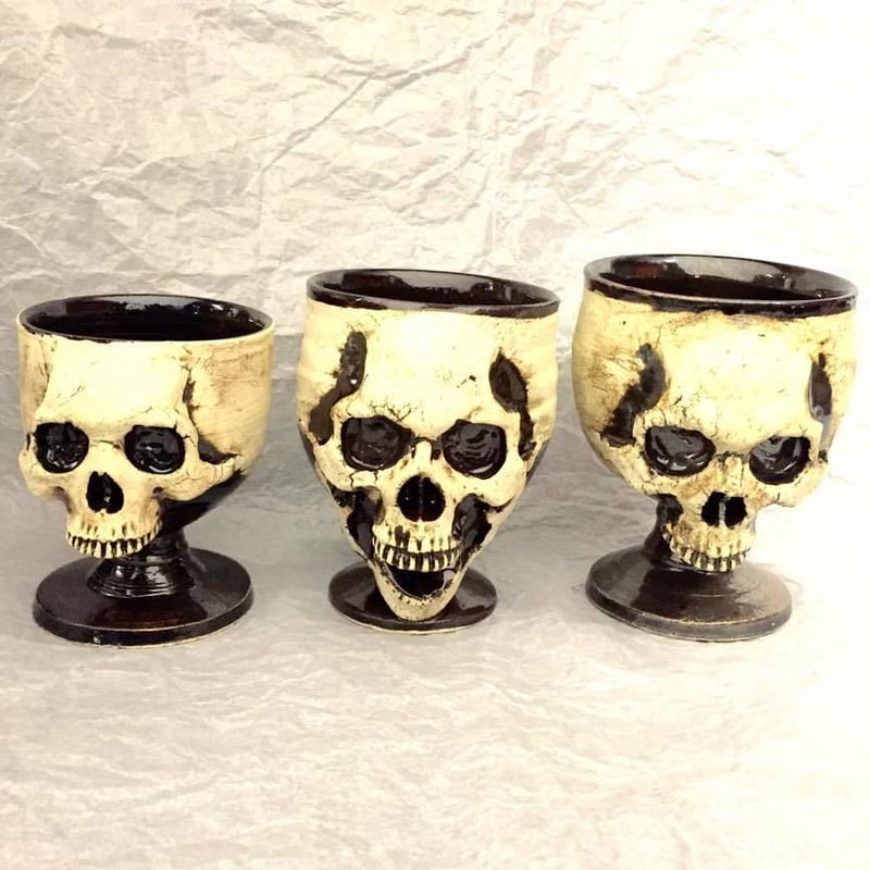 即納可能！】カクテルグラス～髑髏顎無し：小～[大友窯SKULL