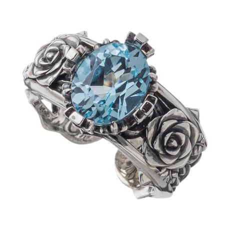 トパーズローズリング（ブルートパーズ） ～Topaz Rose Ring Blue Topaz～ 　[ArtemisKings]