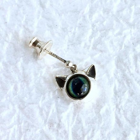 【猫のピアス】ネコミミピアス  （標準カラー：青緑）