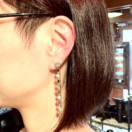 サークルチェインピアス（K18メッキ）［Elenore］