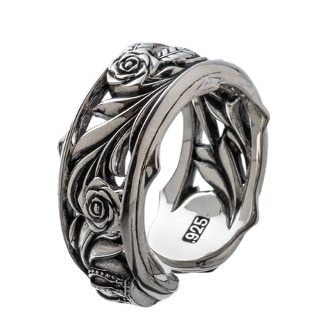 【即納可能！】ローズカフリング　～Rose cuff ring～[ArtemisKings]