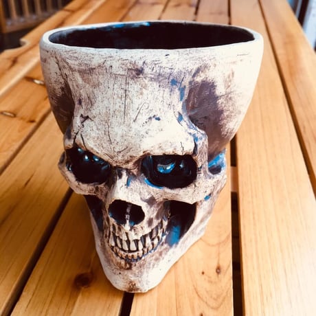 【SOLD OUT!】下顎付きドクロ　(カップと小皿）[大友窯SKULL]