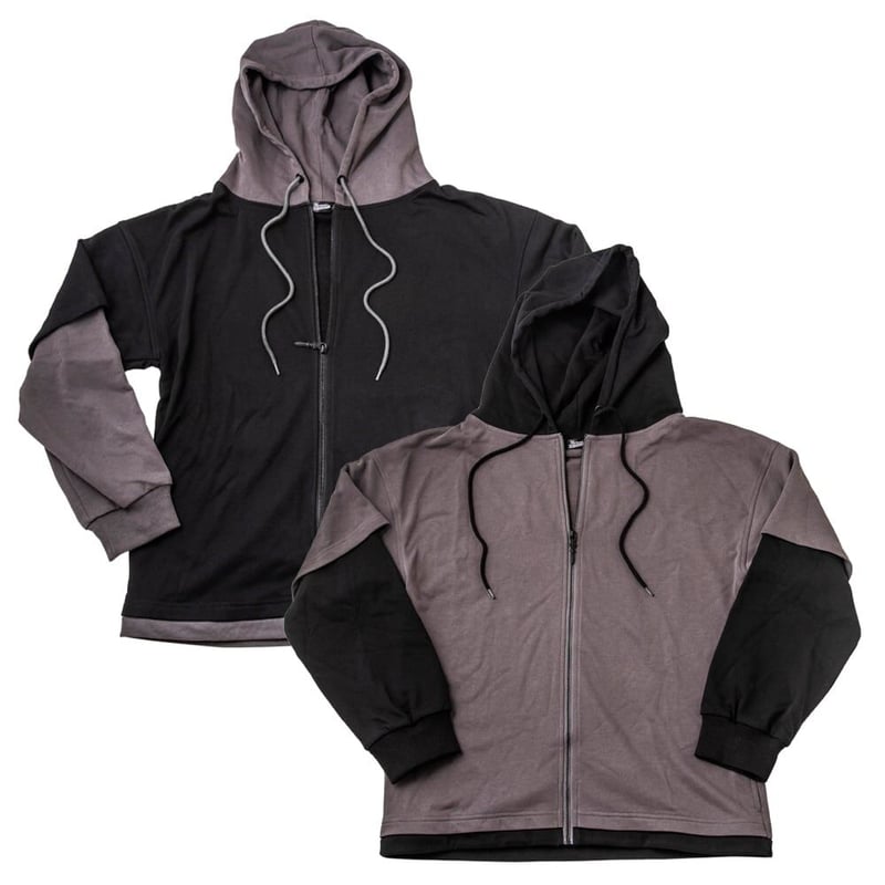 即納可能！】レイヤードジップアップパーカー ~Layered zip up hoodie~