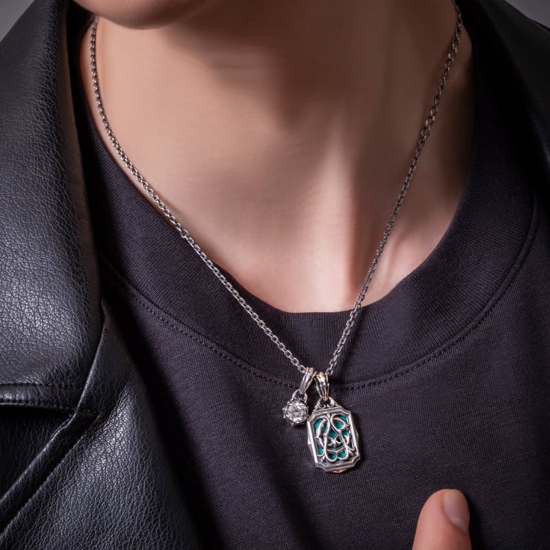 天王洲様 hm50 即納可能！チェーン付きペンダント】 ダブルモノグラムペンダント