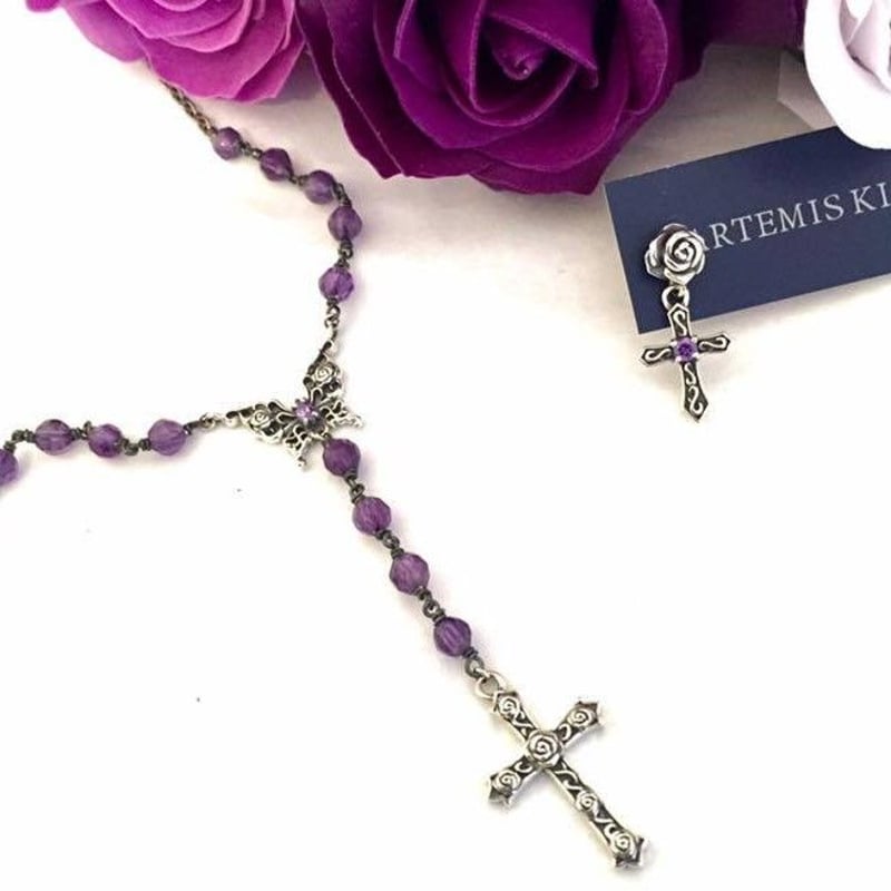 即納可能！薔薇と十字架のピアス】ローズクロスドロップピアス | 上州