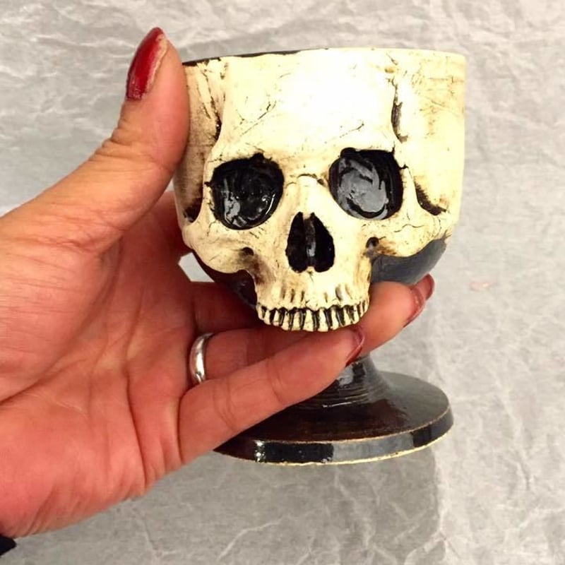 即納可能！】カクテルグラス～髑髏顎無し：小～[大友窯SKULL