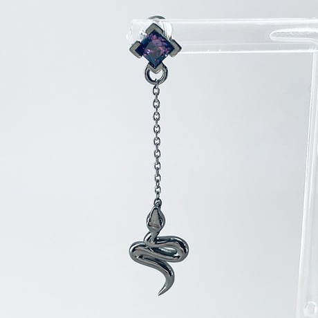 【蛇のピアス】ビザール サーペントバイパーロングチェーンシルバーピアス［Bizarre］
