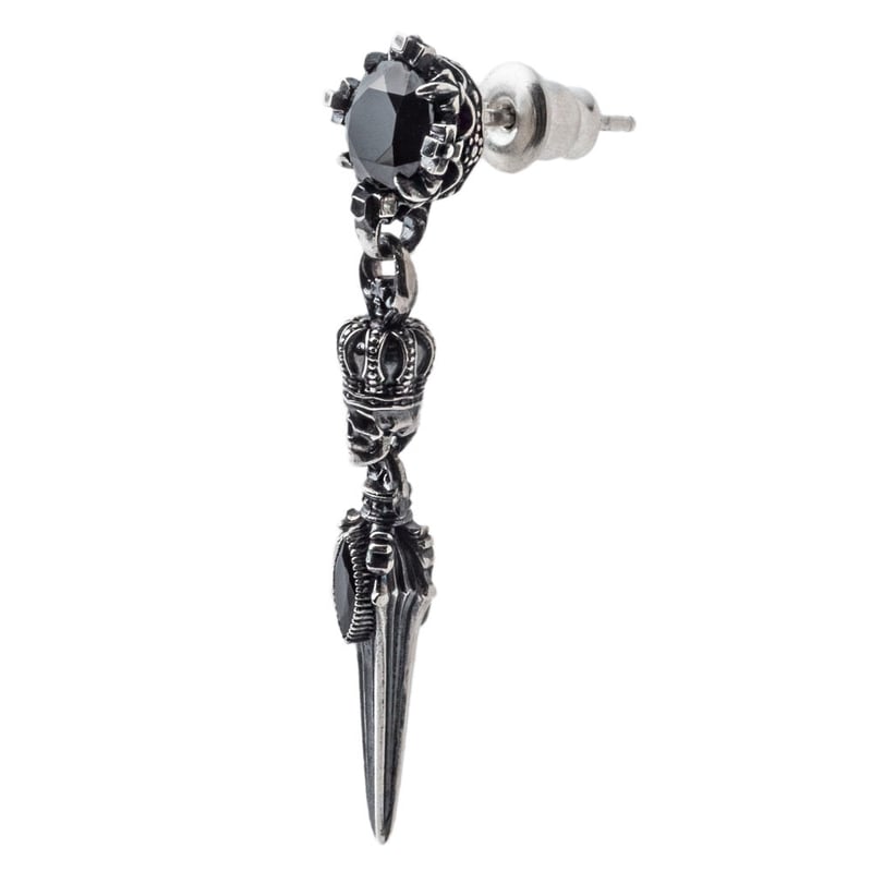 即納可能！】スカルクラウンダガーピアス ～Skull Crown Dagger Earrin