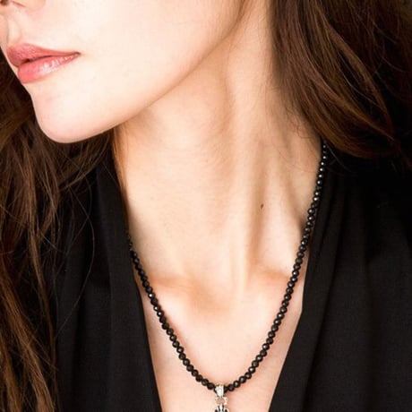 【即納可能！】ブラックスピネルネックレス（4.0mm）［Artemis Classic］