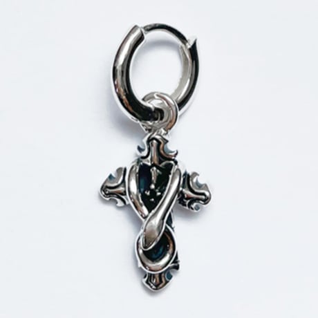 【蛇と十字架のピアス】OuroborosCollection 3rd Happiness2wayシルバーピアス［Bizarre］