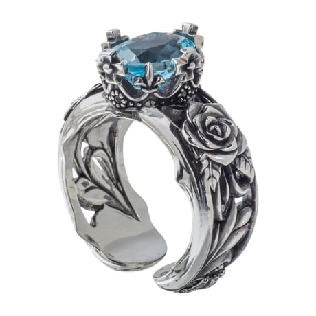 トパーズローズリング（ブルートパーズ） ～Topaz Rose Ring Blue Topaz～ 　[ArtemisKings]