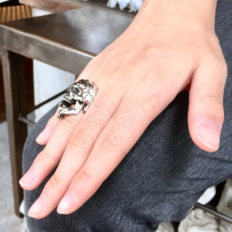 櫻井髑髏 野晒し スカルリング Skull ring バンダナ／スカーフリング はんぶんこスカルリング［SKURANGER］ | 上州本店 蛇骨堂