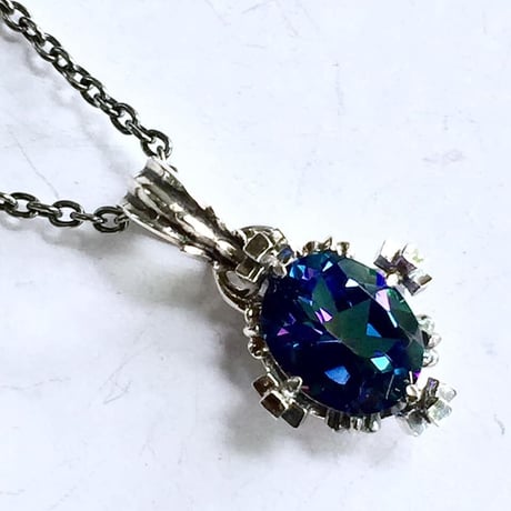 【在庫わずか】オーバルクラウンペンダント　ミスティックトパーズ～Oval crown pendant　Mystic Topaz～［Artemis Kings］
