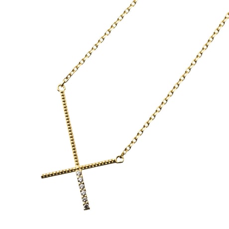 シンプルでカッコイイ♪リバースクロスネックレス（K18メッキ）