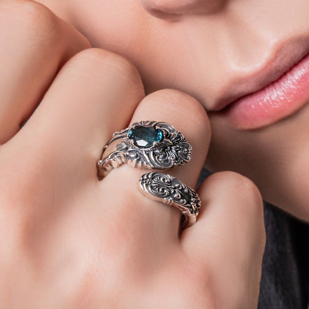 即納可能！サイズ14号～23号】ロンドンブルートパーズスプーンリング