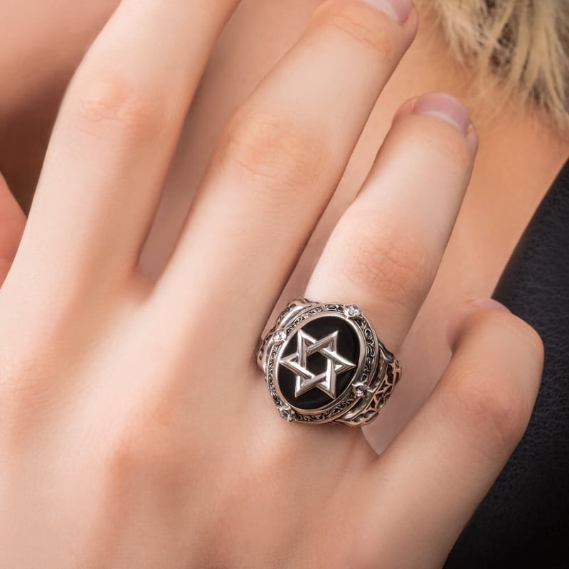 ★Manakali ★ 【高品質】モルダバイト　六芒星　リング ☆Manakali 様 専用☆ 【高品質】モルダバイト 六芒星 リング