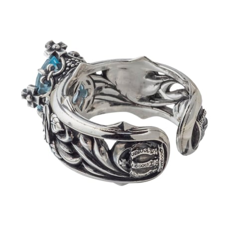 トパーズローズリング（ブルートパーズ） ～Topaz Rose Ring Blue Topaz～ 　[ArtemisKings]