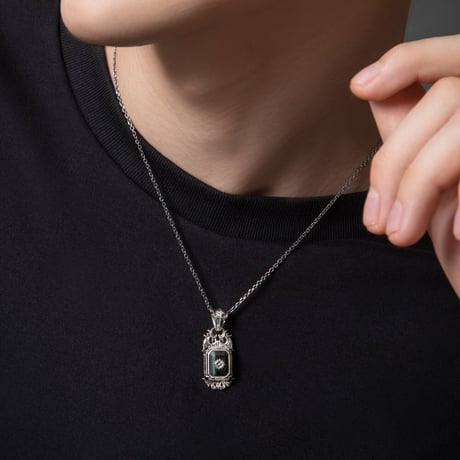 スクエアブルータイガーアイペンダント ~Square blue tiger eye pendant~　[ArtemisClassic]