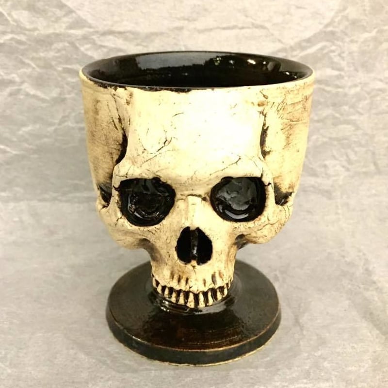 即納可能！】カクテルグラス～髑髏顎無し：小～[大友窯SKULL
