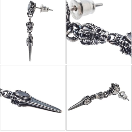 【即納可能！】スカルクラウンダガーピアス　～Skull Crown Dagger Earrings～ ［Artemis Kings］