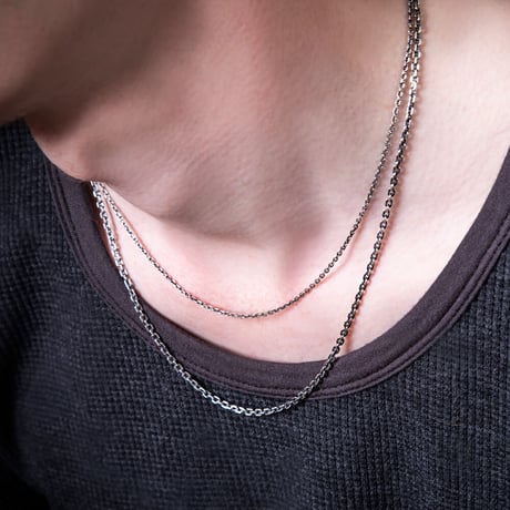 【即納可能！40～45ｃｍシルバーチェーン】1.5ｍｍ4面カットAKアズキチェーン燻し45ｃｍ［Artemis Kings］
