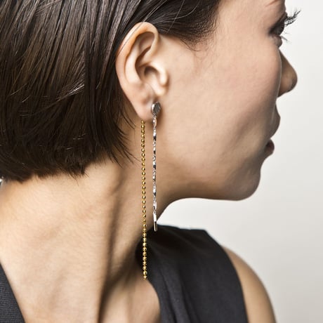 サークルチェインピアス（K18メッキ）［Elenore］