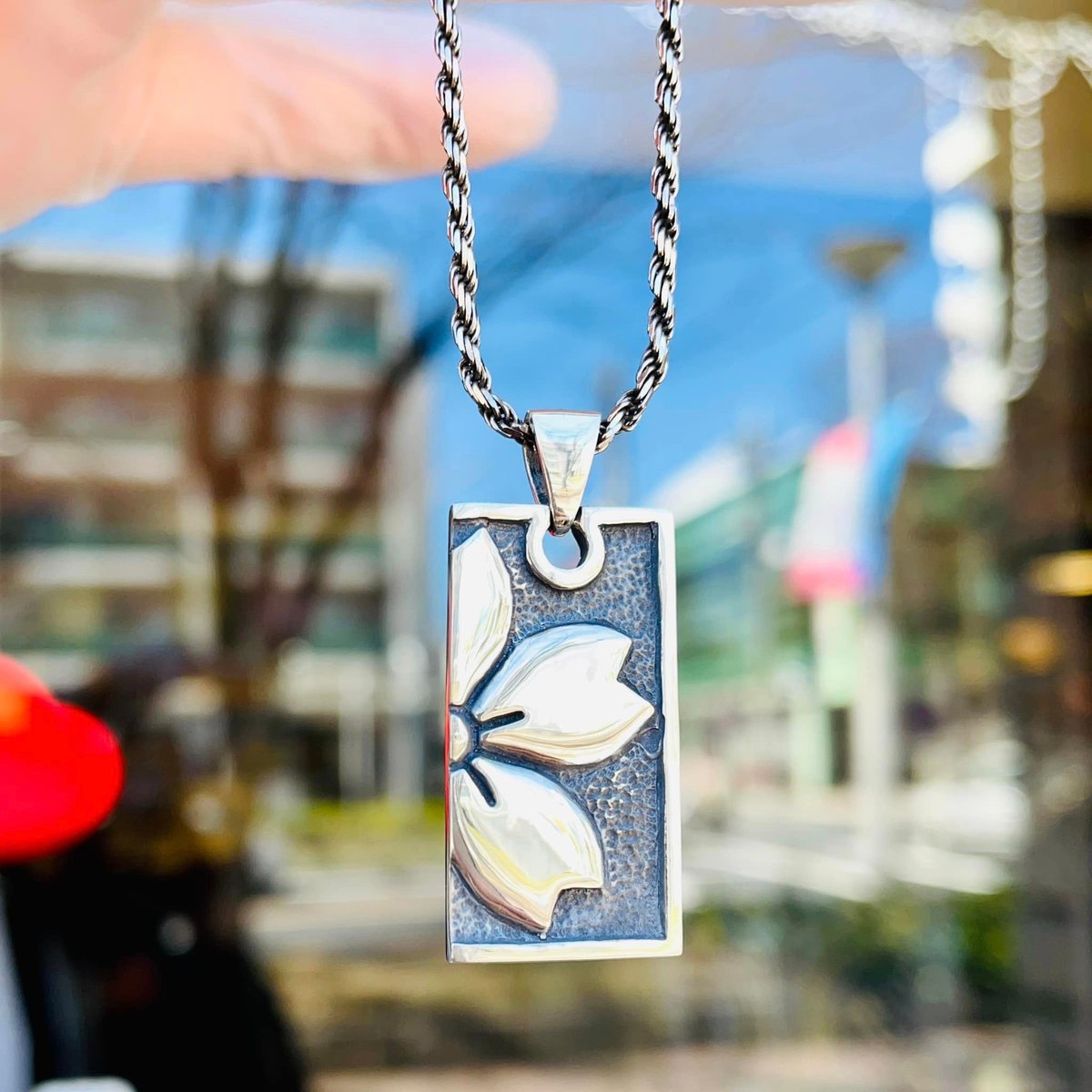 【両面フルオーダーメイド】桜 大サイズ75×35×9(mm) /木札 ネックレス 2個］【両面オーダー】桜 大サイズ75×35×9(mm) 祭/木札 ネックレス