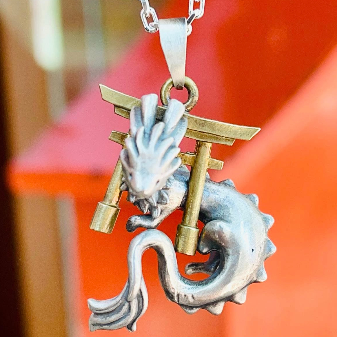 新品 送料無料 アジアン ドアハンドル ナーガ 蛇神 龍神 約27㎝⑨ 即納可能！】鳥居と龍（ペンダント）［林檎屋］ | 上州本店 蛇骨堂