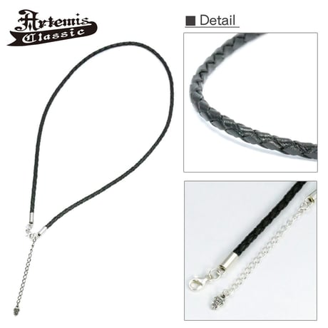 【即納可能！】AC四つ編みレザーネックレス（4.0ｍｍ）