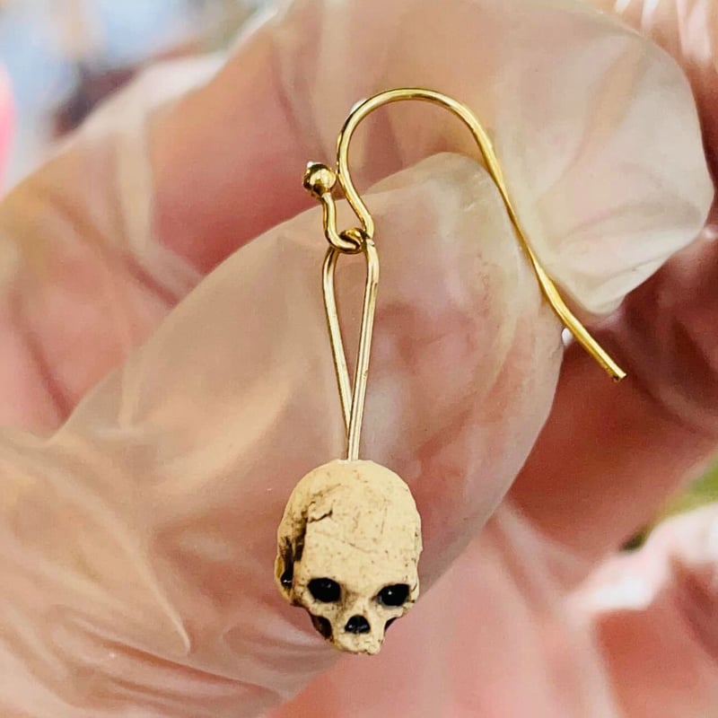 SOLD OUT!！】豆ドクロピアス（片耳用1個ピアス）［大友窯SKULL］ | 上