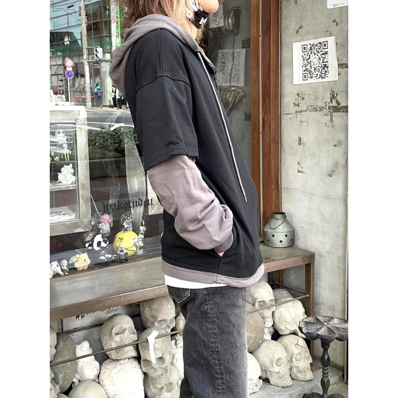 即納可能！】レイヤードジップアップパーカー ~Layered zip up hoodie~