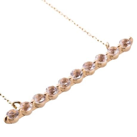 10金ホライゾンネックレス（天然ホワイトトパーズ）［Elenore Jewelry ]