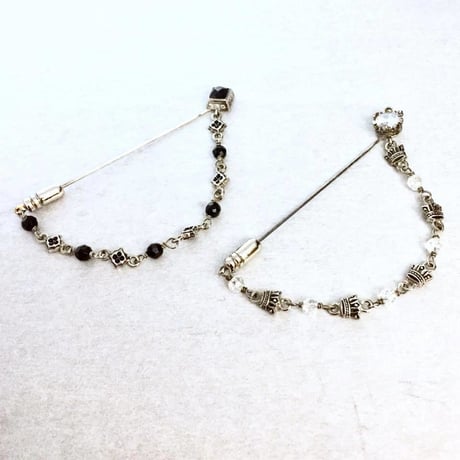【SOLD OUT！蛇骨堂Special】スクエアオニキスブローチBK