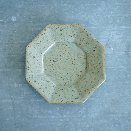 柏井 羊 / 八角皿【土灰釉】Φ19cm