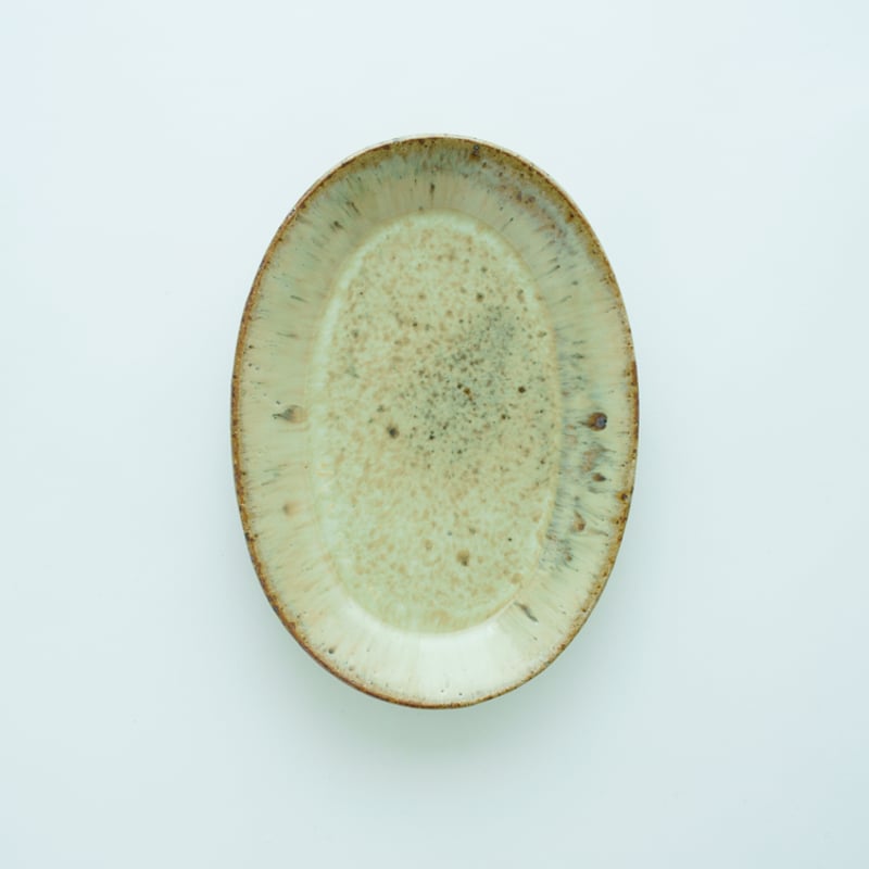 柏井 羊 / オーバル皿【藁灰釉】S | Gallery KIANU