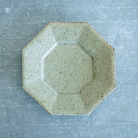 柏井 羊 / 八角皿【翡翠釉】Φ19cm