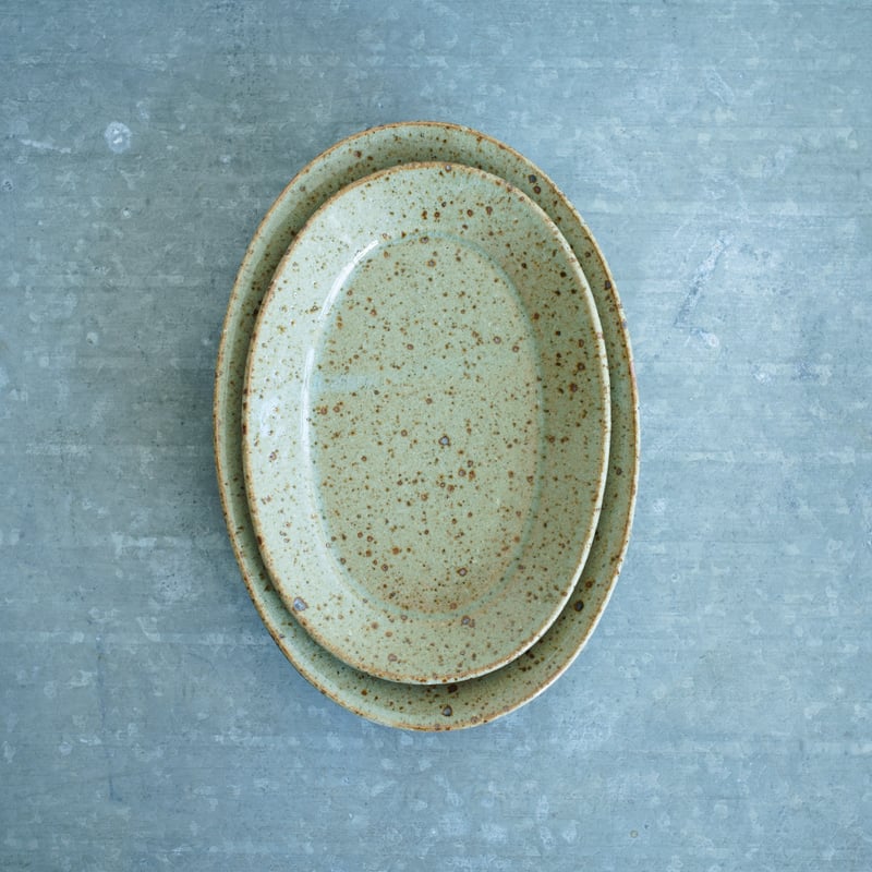 柏井 羊 / オーバル皿【土灰釉】S | Gallery KIANU