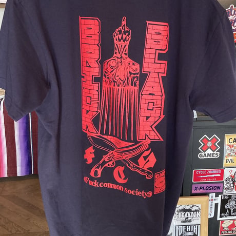BLACK BRICKxSLINKY RECORDS Wネーム FUCK COMMON SOCIETY Tシャツ