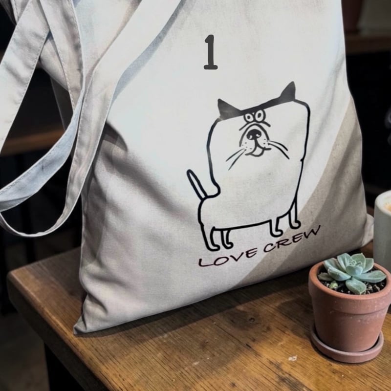 lc doodles】cat tote bag 猫柄シンプルトートバッグ | LOVE CREW