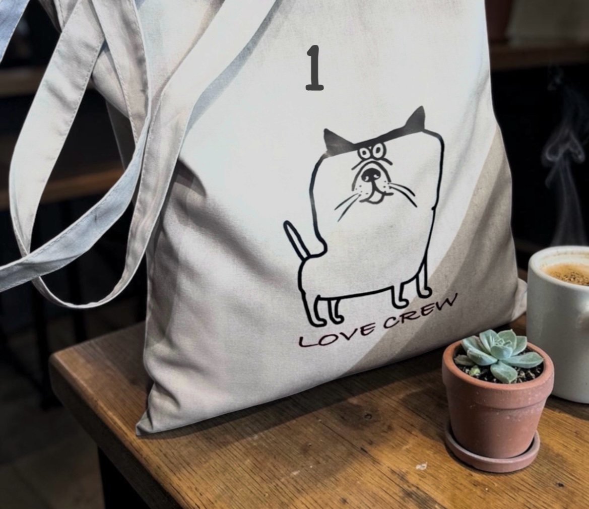 lc doodles】cat tote bag 猫柄シンプルトートバッグ | LOVE CREW