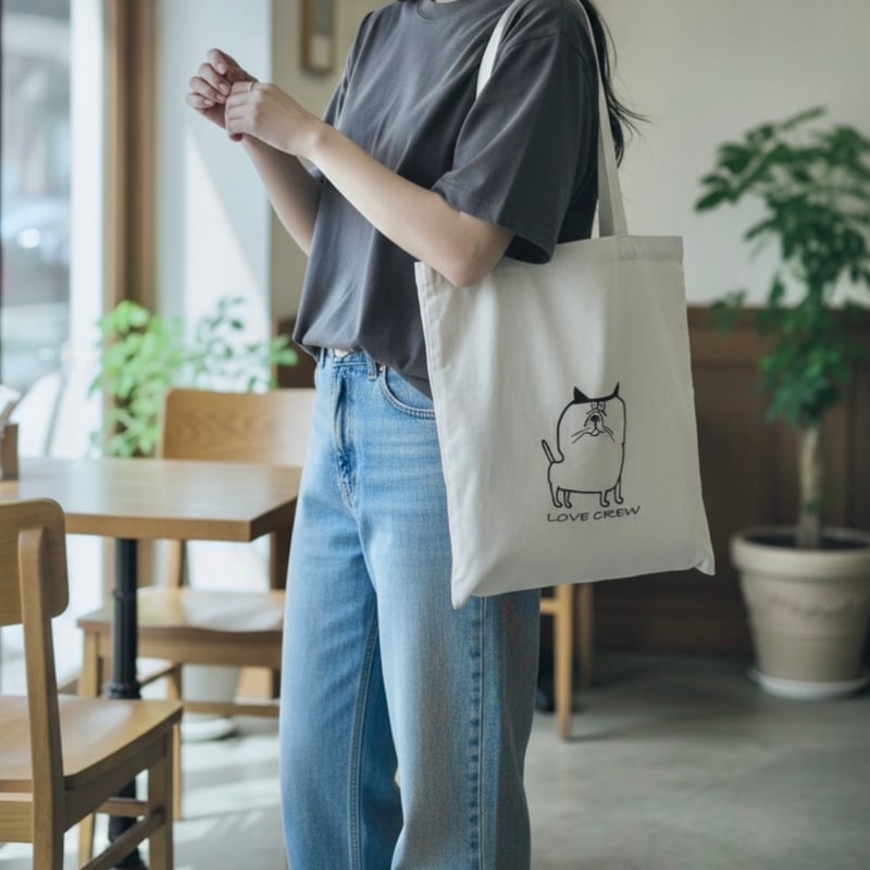 lc doodles】cat tote bag 猫柄シンプルトートバッグ | LOVE CREW