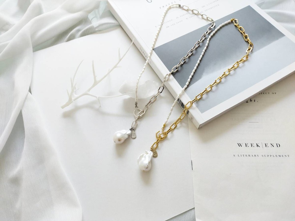 JACKLOOSE】オイスターパール×バロックパールgold/ネックレス JACKLOOSE】オイスターパール×バロックパールgold/ネックレス