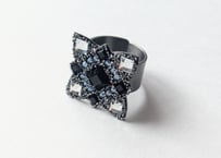 🇬🇷【KaterinaVassou】FLOWERwithCRYSTALGLASSgunmetal/リング