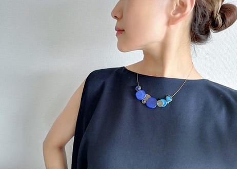 🇫🇷【Nathalie】5CIRCLES+3Swarovski/ネックレス